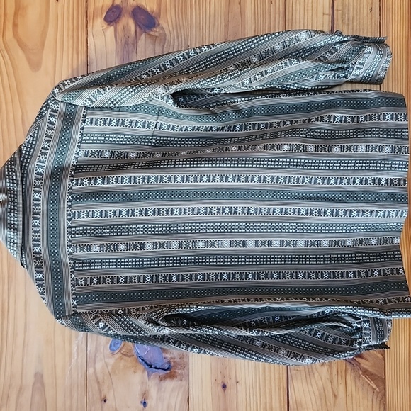 Vintage Neiman Marcus Retro Blouse Size 6 Geometric Stripe Button Down W/ Scarf - Picture 6 of 8